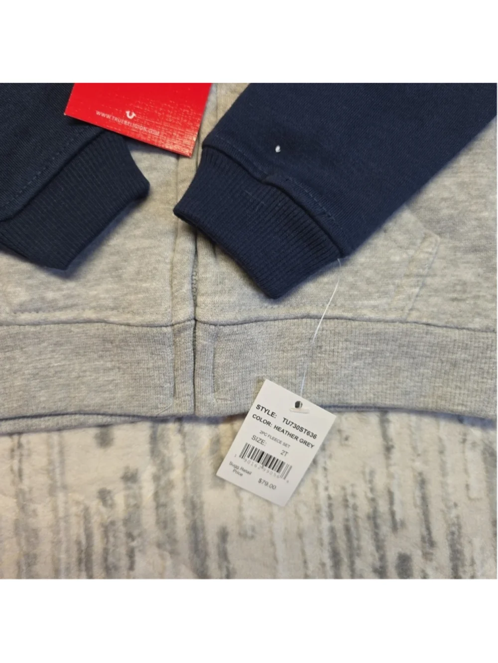 TRUE RELIGION Two-Piece Buddha Logo Zip Hoodie & Joggers Set Blue Boys 2T NWT